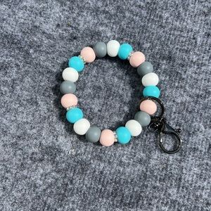 Blue and grey wristlet